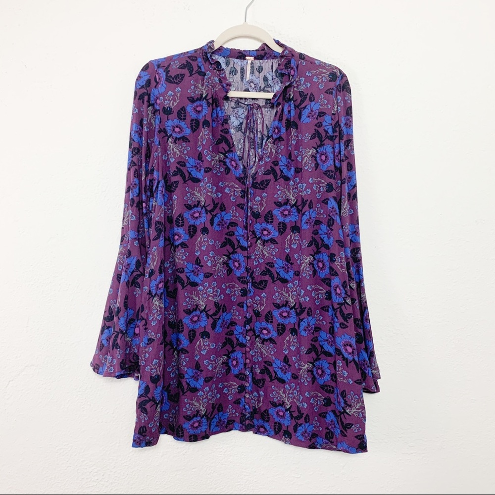 Free People Magic Mystery Floral Tunic Bell Sleeve - Picture 2 of 8